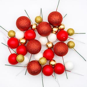 Bolas em Esferovite Vermelho, Dourado e Branco Decorativas