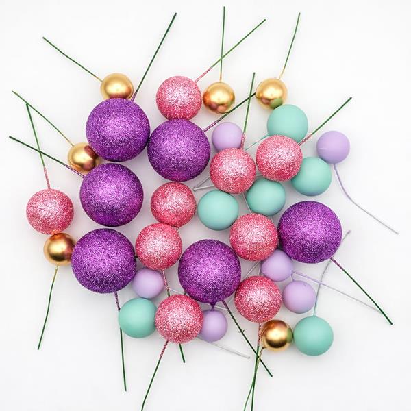 Bolas em Esferovite Violeta, Rosa, Azul Decorativas