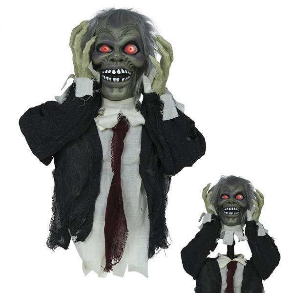 Boneco Busto Zombie com Luz e Som, 55 cm