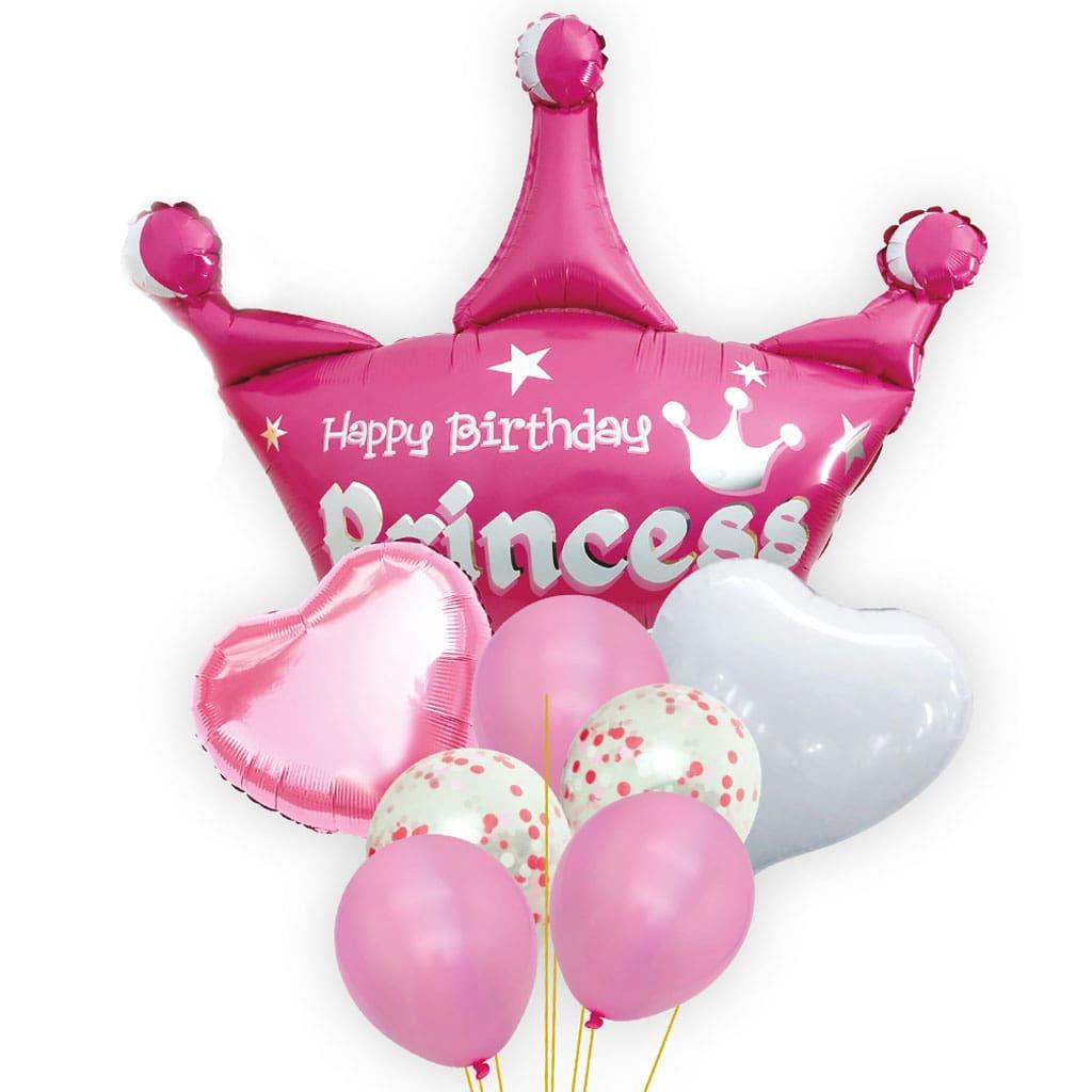 Bouquet de Balões com Coroa Happy Birthday Princess