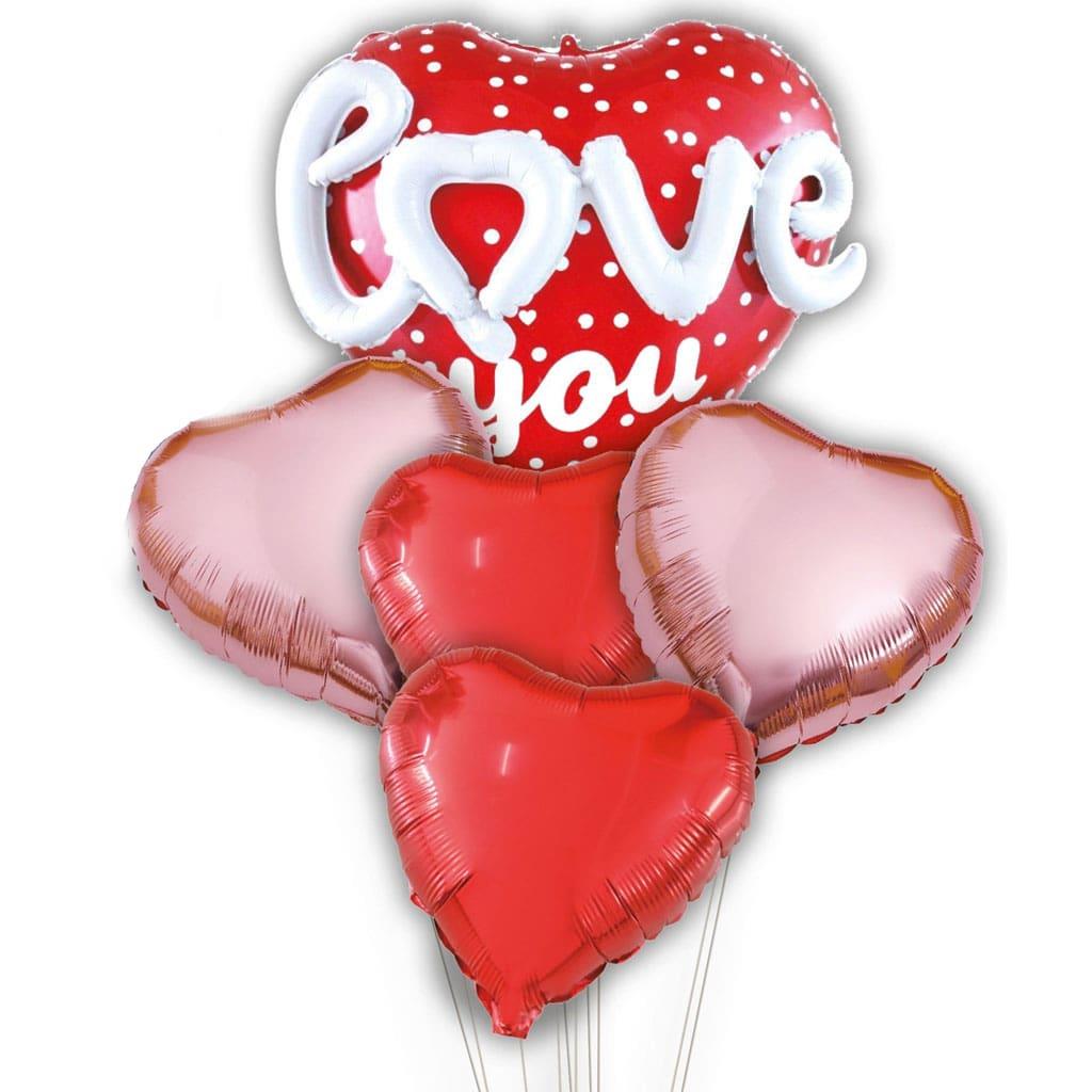 Bouquet de Balões Coração Love You com Relevo