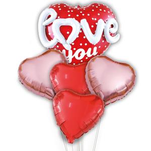 Bouquet de Balões Coração Love You com Relevo