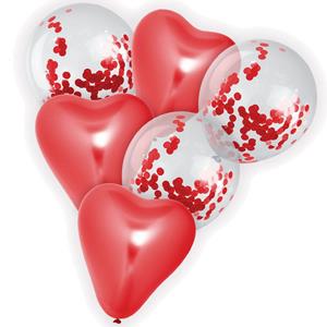 Bouquet de Balões Corações Vermelho e com Confetis