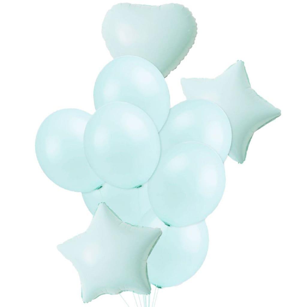 Bouquet de Balões Estrelas e Corações Verde Menta