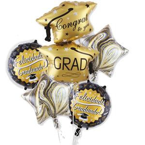 Bouquet de Balões "Felicidades Graduado" e Estrelas