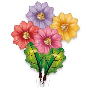 Bouquet de Balões Flores e Folhas