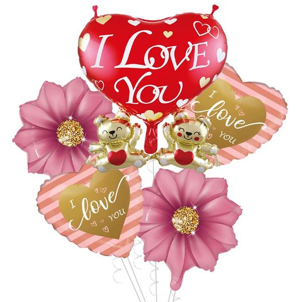 Bouquet de Balões I Love You e Ursinhos