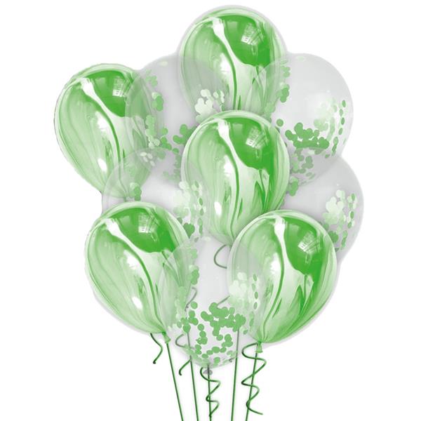 Bouquet de Balões Mármore e Confetis Verde