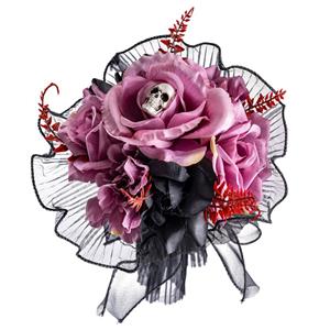 Bouquet de Flores Preto e Rosa com Caveira