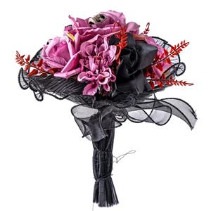 Bouquet de Flores Preto e Rosa com Caveira