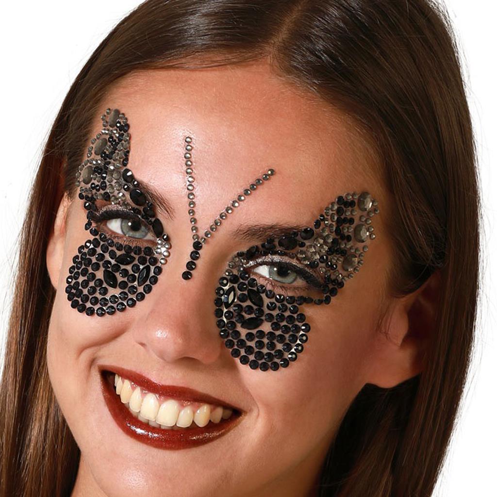 Brilhantes Adesivos Borboleta Preta e Prateada