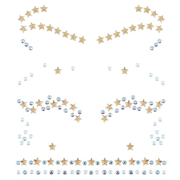 Brilhantes Adesivos Estrelas e Círculos Dourado e Branco