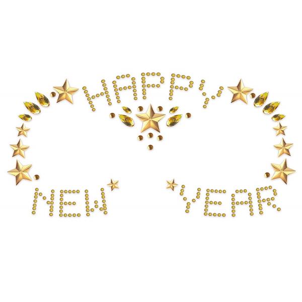 Brilhantes Adesivos Happy New Year Dourados