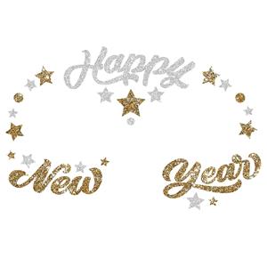 Brilhantes Adesivos Happy New Year Prateado e Dourado Brilhantes Adesivos Happy New Year Prateado e Dourado