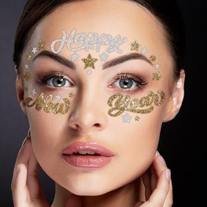 Brilhantes Adesivos Happy New Year Prateado e Dourado Brilhantes Adesivos Happy New Year Prateado e Dourado