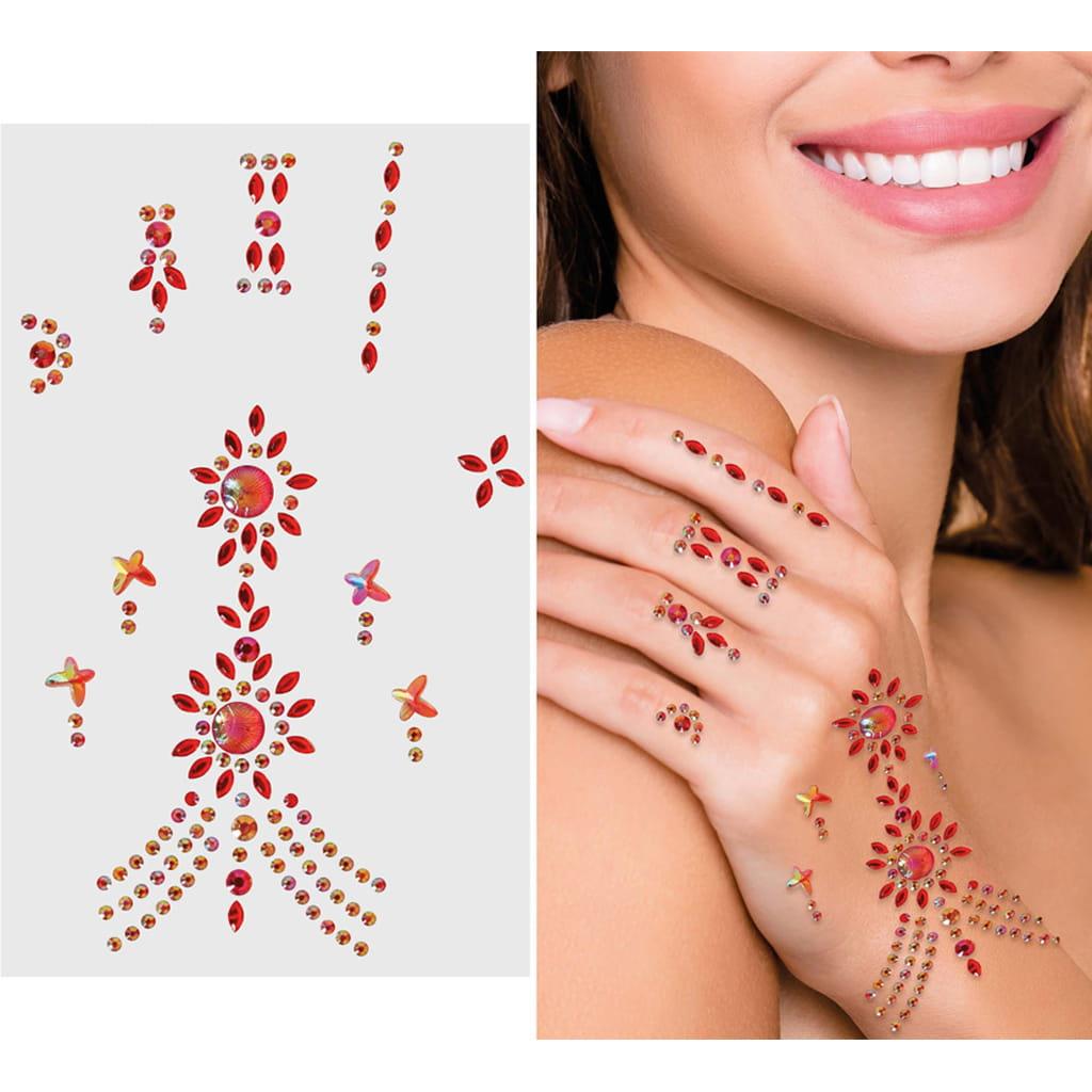 Brilhantes Adesivos para Mão Vermelho