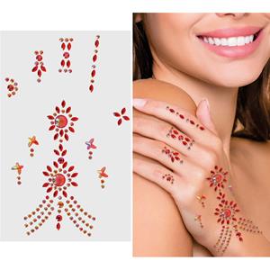 Brilhantes Adesivos para Mão Vermelho
