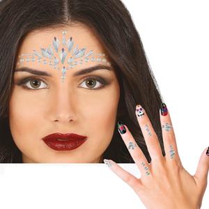 Brilhantes Adesivos Rosto e Unhas Prateado