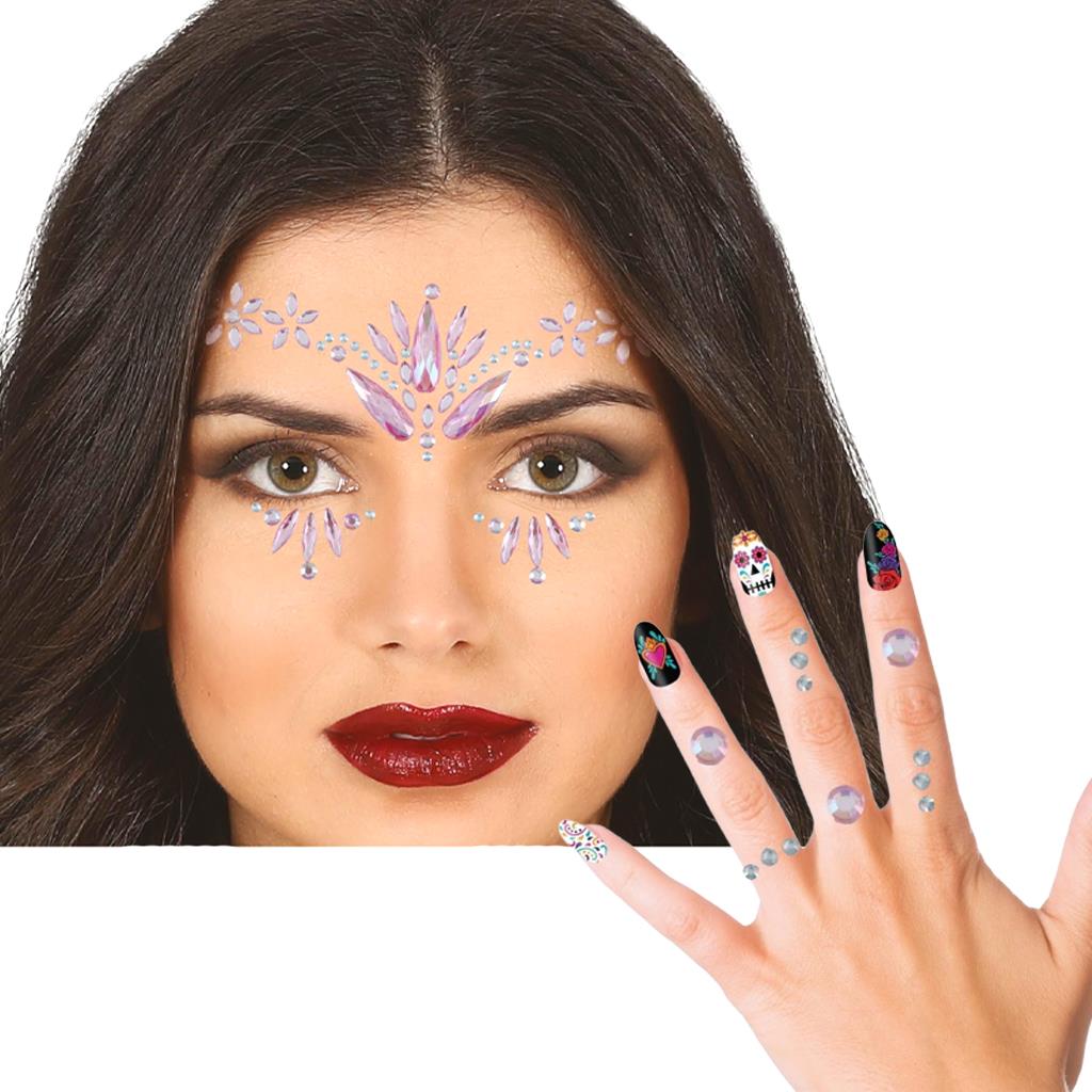 Brilhantes Adesivos Rosto e Unhas Rosa e Prateado Brilhantes Adesivos Rosto e Unhas Rosa e Prateado