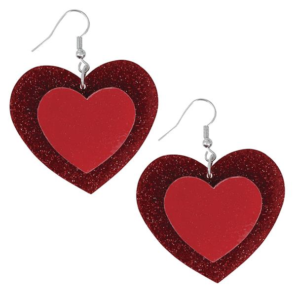 Brincos Corações Vermelhos com Brilhantes