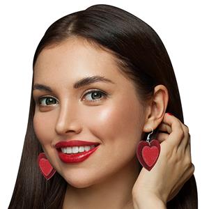 Brincos Corações Vermelhos com Brilhantes