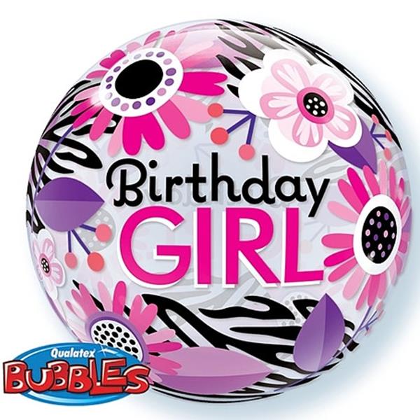 Bubble floral Zebra Happy Birthday