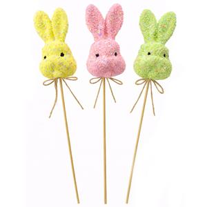 Cabeças Coelhos da Páscoa Coloridos para Decoração, 3 unid. Cabeças Coelhos da Páscoa Coloridos para Decoração, 3 unid.