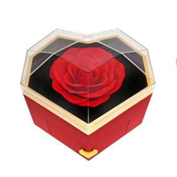 Caixa Coração com Rosa e Gaveta