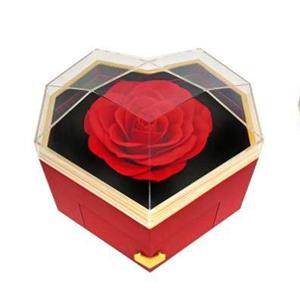 Caixa Coração com Rosa e Gaveta