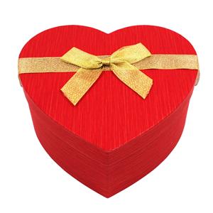 Caixa Coração Vermelha com Laço Dourado Média