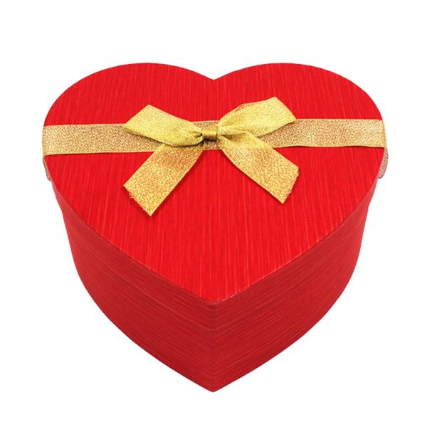 Caixa Coração Vermelha com Laço Dourado Pequena