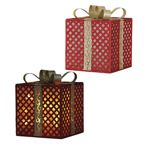 Caixa Presente Vermelha com Iluminação Led, 20 x 25 Cm