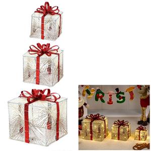 Caixas de Presentes com Luz Decorativas, 3 unid.