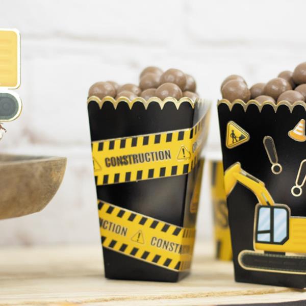 Caixas Pipocas Pretas com Rebordo Dourado, 8 unid.