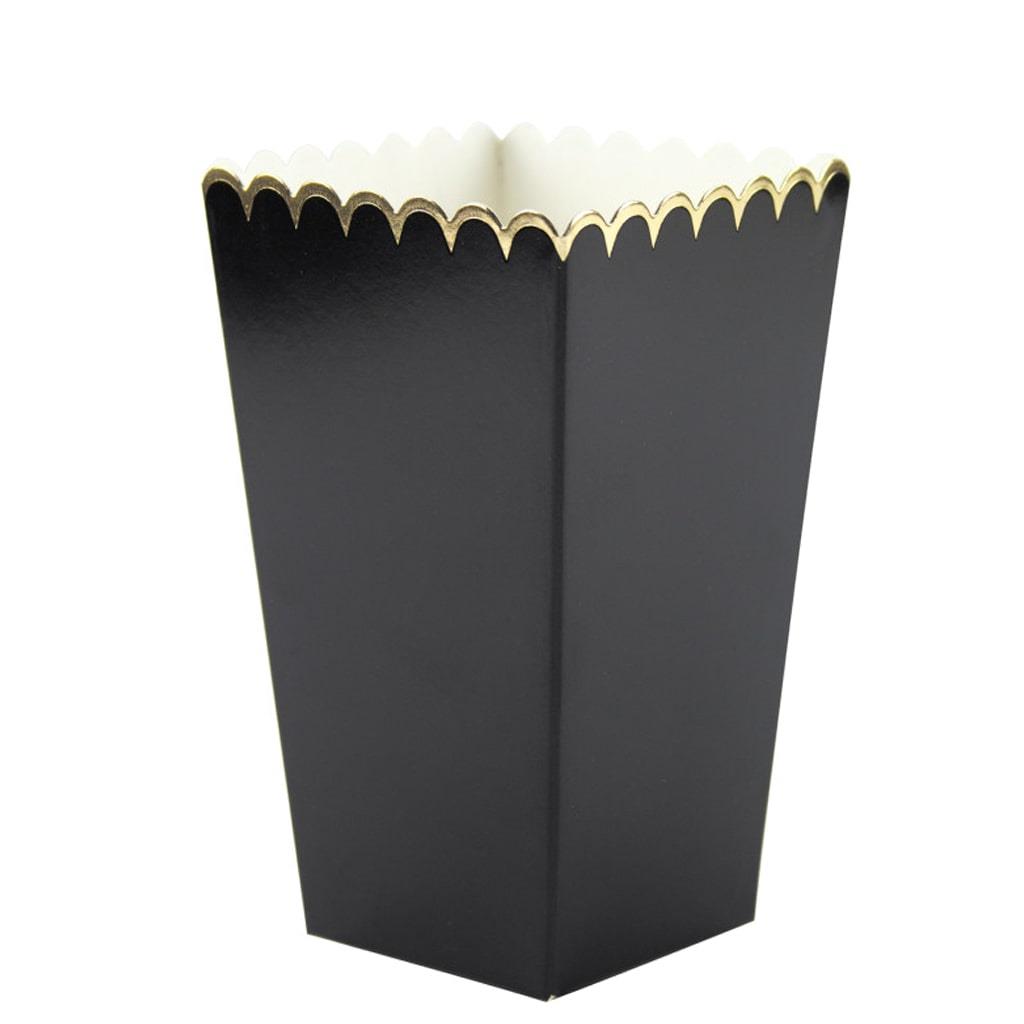 Caixas Pipocas Pretas com Rebordo Dourado, 8 unid.