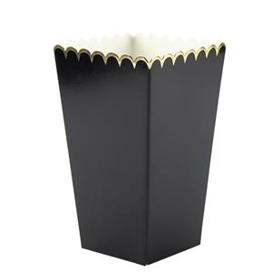 Caixas Pipocas Pretas com Rebordo Dourado, 8 unid.