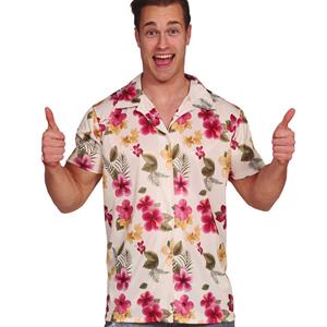 Camisa Havaiana com Flores e Folhas, Adulto