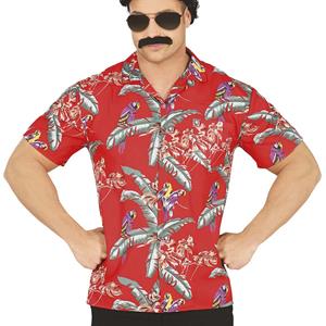 Camisa Havaiana com Folhas Tropicais e Papagaios, Adulto