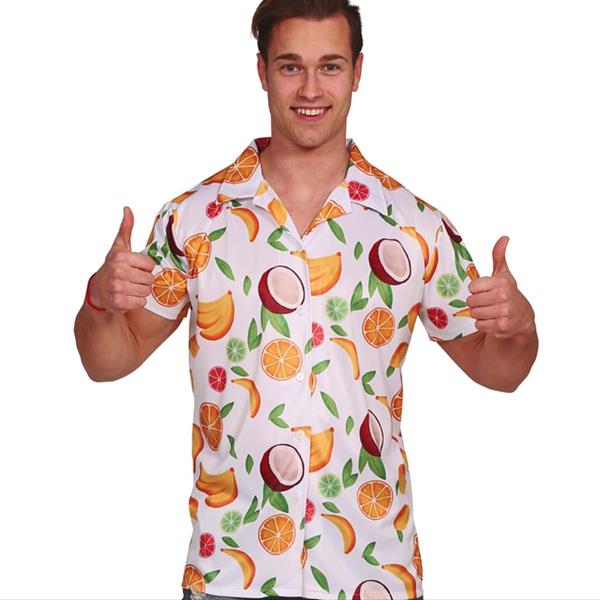 Camisa Havaiana com Frutas, Adulto