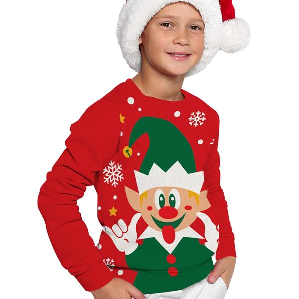Camisola Natalícia Elfo Divertido, Criança Camisola Natalícia Elfo Divertido, Criança