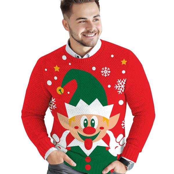 Camisola Natalícia Elfo Divertido, Homem Camisola Natalícia Elfo Divertido, Homem