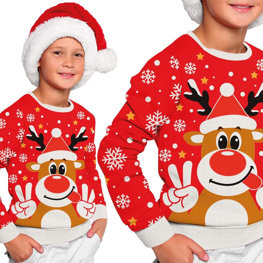 Camisola Natalícia Rena Divertida, Criança Camisola Natalícia Rena Divertida, Criança