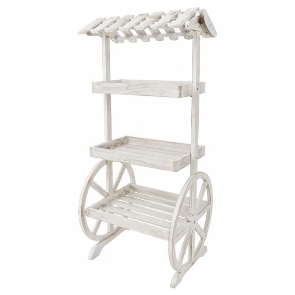 Carrinho Expositor de Madeira Branco para Festas e Eventos Carrinho Expositor de Madeira Branco para Festas e Eventos