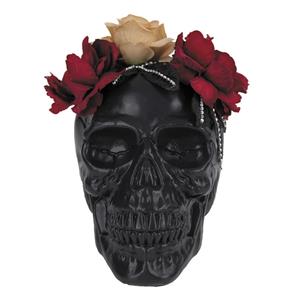 Caveira Preta Decorativa com Rosas