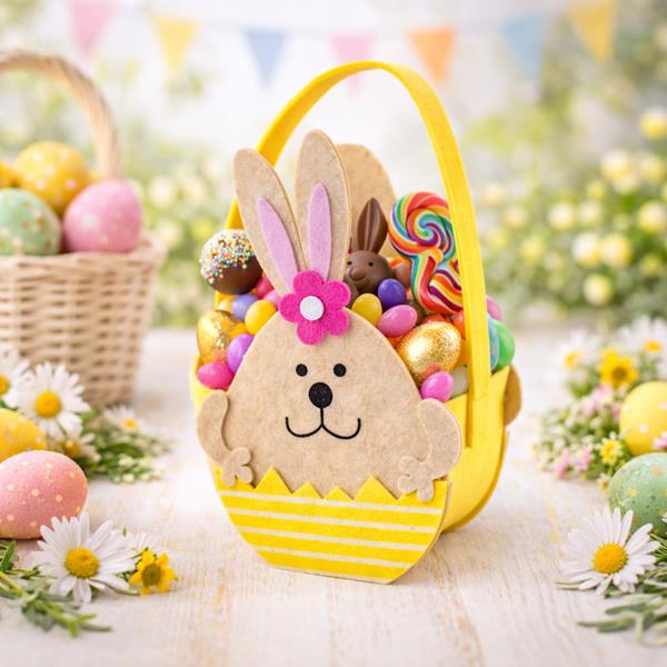 Cesto Coelho da Páscoa no Ovo em Feltro