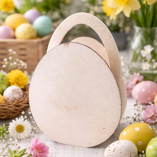 Cesto Forma Ovo da Páscoa em Madeira