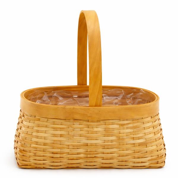 Cesto Oval com Asa em Vime Castanho