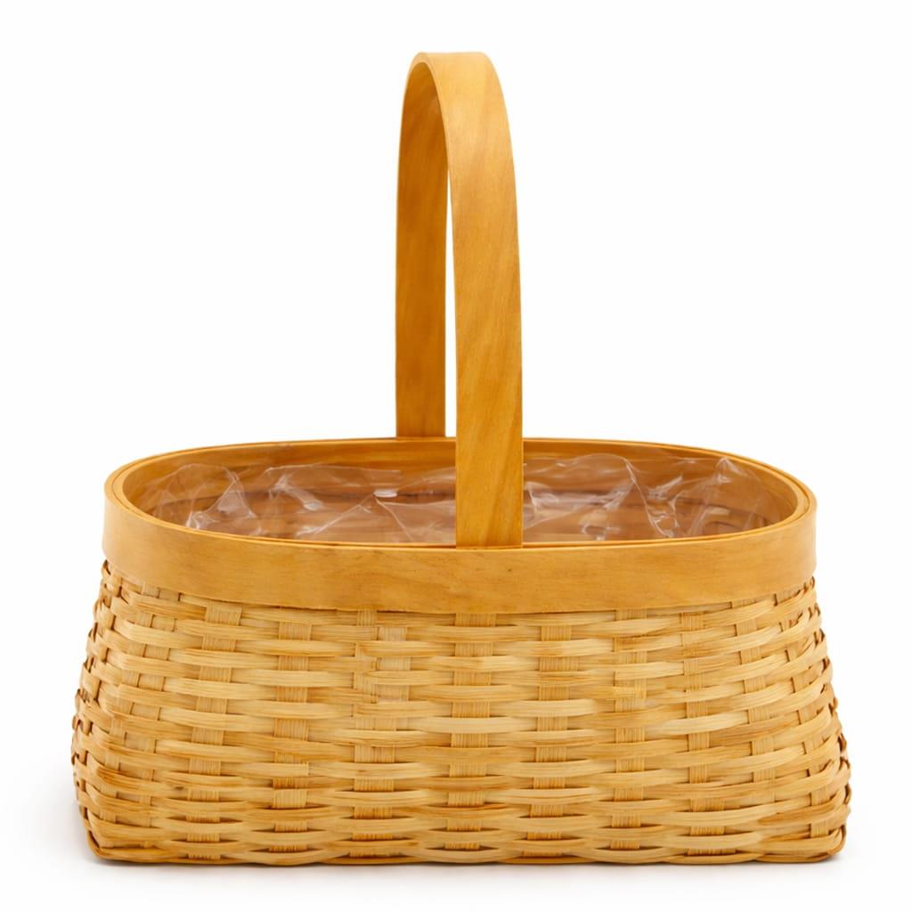 Cesto Oval com Asa em Vime Castanho