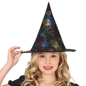 Chapéu Bruxa com Teias de Aranha Coloridas, Criança
