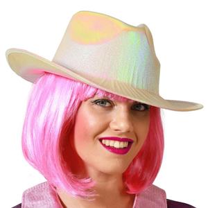 Chapéu Cowgirl Branco Holográfico